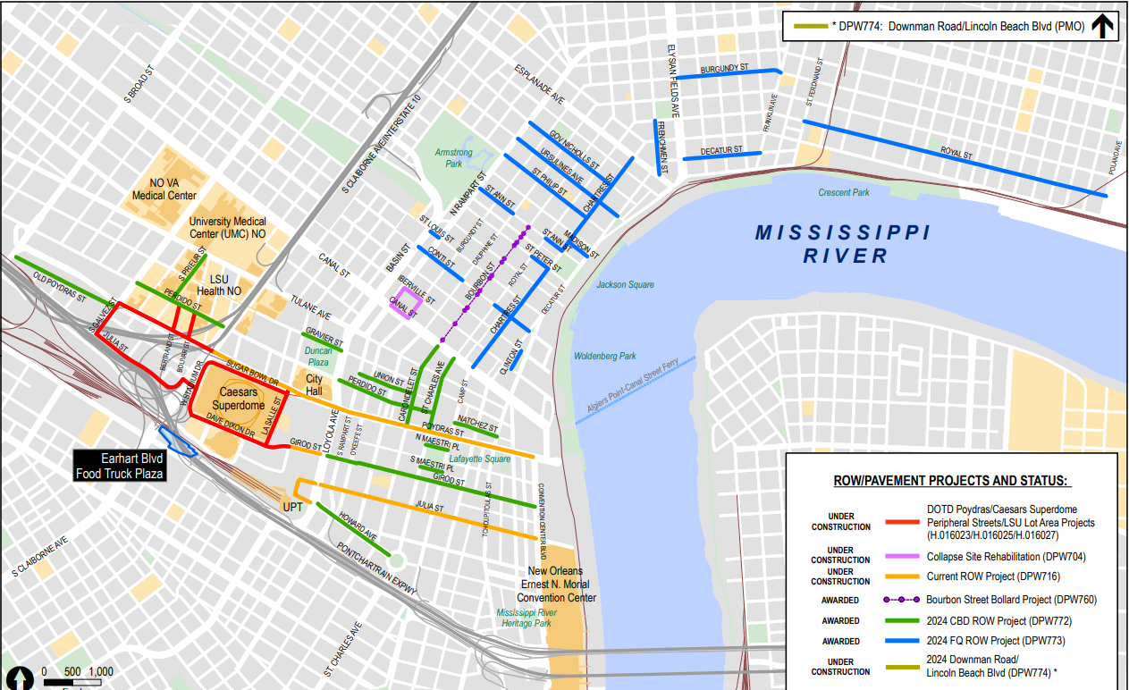Map of Bourbon Street Bollard Assessment & Replacement Project